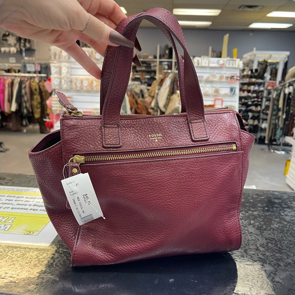 Fossil Burgundy Leather Satchel